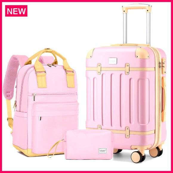 3-Piece Expandable Carry-On Luggage Set with TSA Lock and Backpack